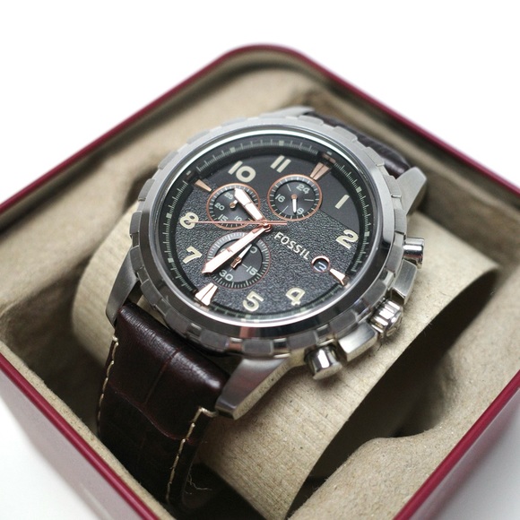 Fossil FS1828 Men’s Watch - Brown Leather / Silver - Picture 1 of 14